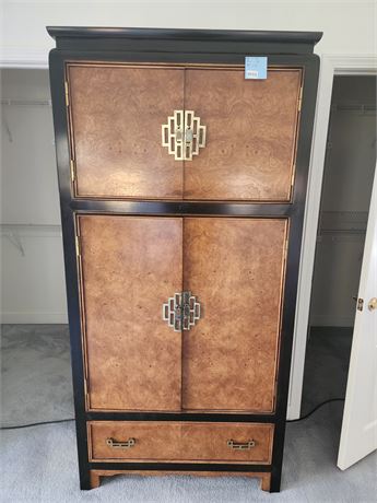 113 - Two-Tone Wood Armoire with Brass Hardware