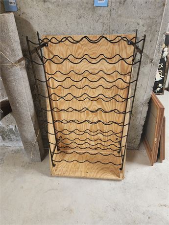 122 - Alexander 60-Bottle Metal Wine Rack with Wood Back