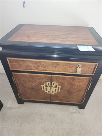 103 - Wood Accent Cabinet with Black Trim and Brass Hardware