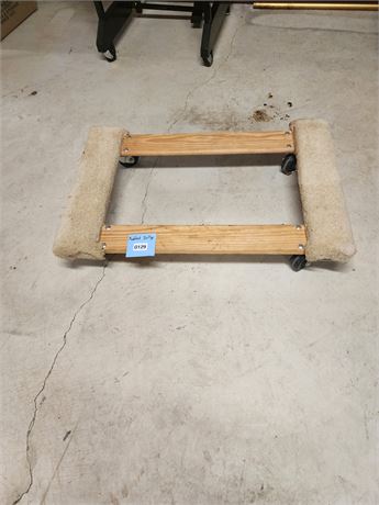 129 - Wooden Mover's Dolly with Casters and Carpet Padding