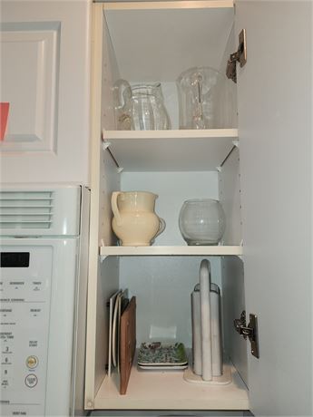 Glass and Ceramic Kitchenware Set in Cabinet