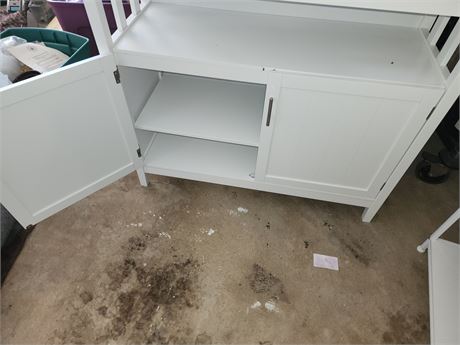White Storage Console Table with Cabinet Doors