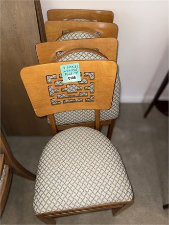 Set of 4 Wooden Dining Chairs with Upholstered Seats