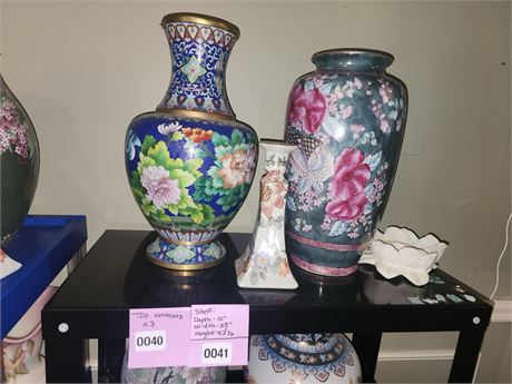 040 - Three Large Decorative Floral Vases