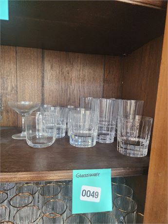 049 - Assorted Clear Drinking Glasses & Mugs