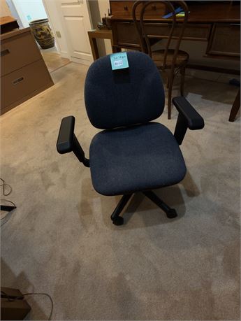 182 - Blue Upholstered Office Chair with Armrests