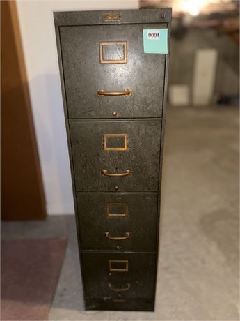 Vintage Four-Drawer Metal Filing Cabinet