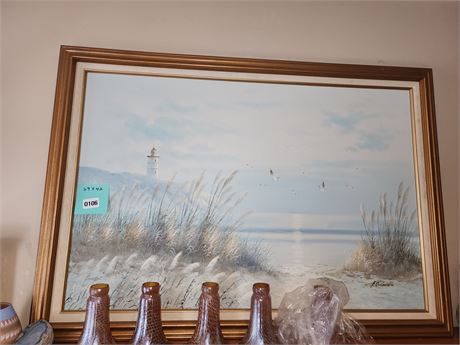 106 - Framed Lighthouse Coastal Landscape Print