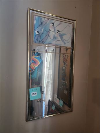 076 - Decorative Wall Mirror with Bird Art Panel