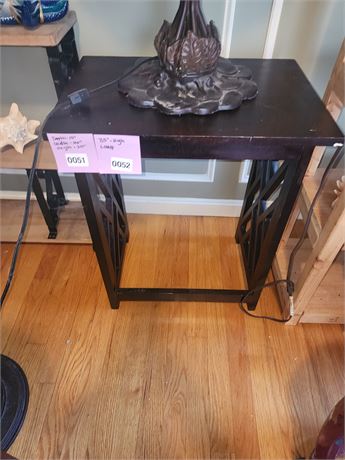 051 - Wooden Side Table with Geometric Cutout Sides