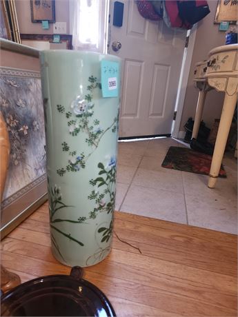 065 - Tall Ceramic Floor Vase with Floral Design