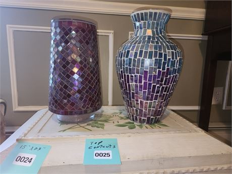 025 - Pair of Mosaic Tile Vases