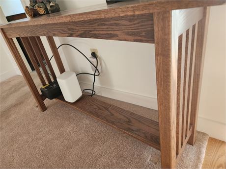 109 - Solid Wood Console Table with Slatted Side Panels
