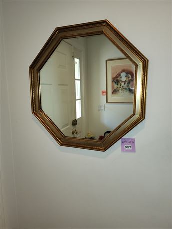 Octagonal Wall Mirror with Gold Frame
