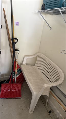 220 - Lawn and Garden Tools With Plastic Bench