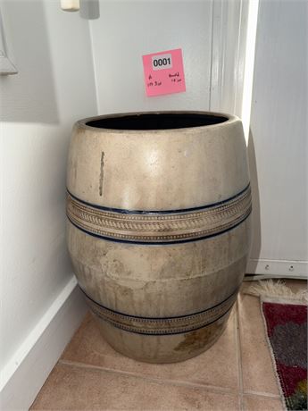 001 - Large Ceramic Decorative Barrel Vase