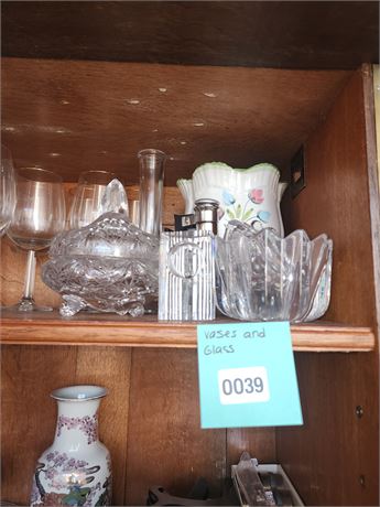 039 - Assorted Glass and Ceramic Vases and Decorative Glassware