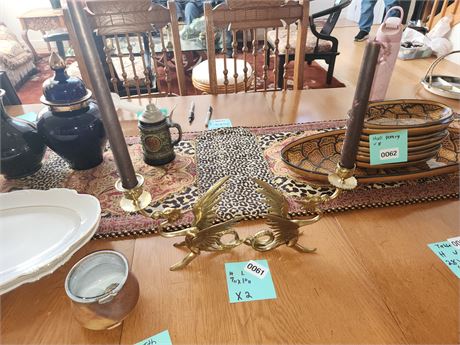 061 - Pair of Dragon-Form Metal Candlesticks