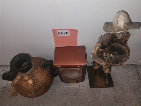 Eclectic Decorative Set: Ceramic Vase, Figurine, and Lenox ornament