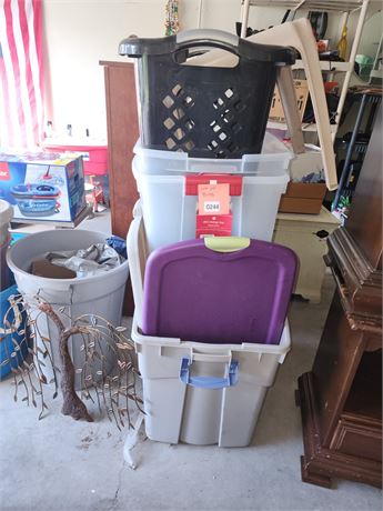 244 - Assorted Plastic Storage Totes and Baskets