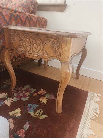006 - Carved Wood Square Side Table