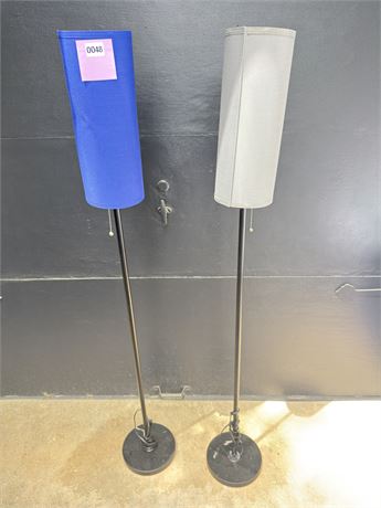 Pair of Modern Floor Lamps with Fabric Shades