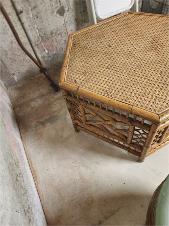 127 - Octagonal Rattan Wicker Side Table