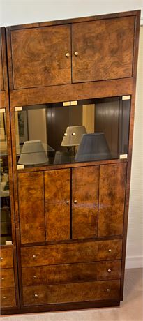 181 - Vintage Burl Wood Cabinet with Doors and Drawers