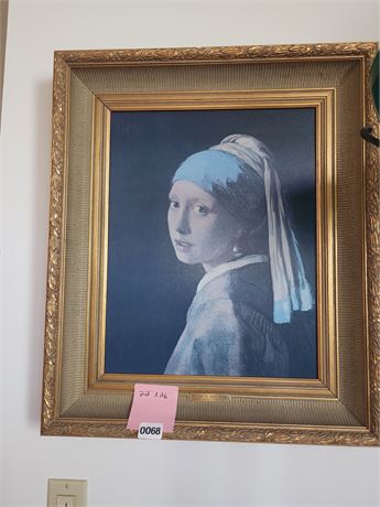 068 - Framed Girl With a Pearl Earring Print, 22 x 26 In.