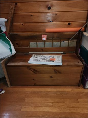 Wooden Storage Bench Filled with Board Games