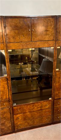 180 - Large Wood-Finish Cabinet with Glass Display Doors