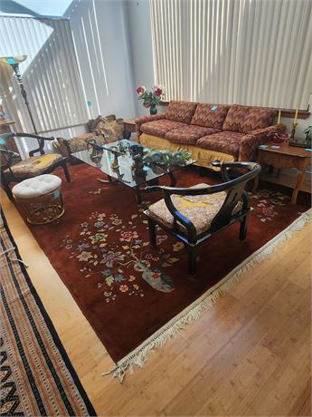 020 - Floral Area Rug with Fringe
