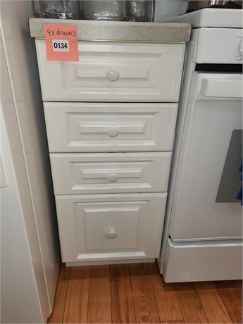 Four Drawer Cabinet with Kitchen Utensils