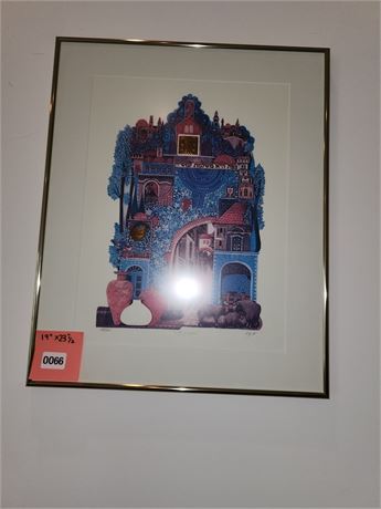 Framed Colorful Architectural Print 19x23.5 Inches