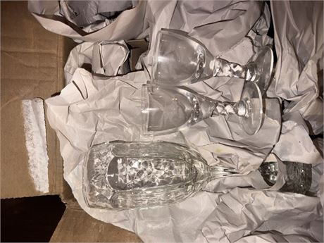Set of Clear Glass Wine Goblets in Box