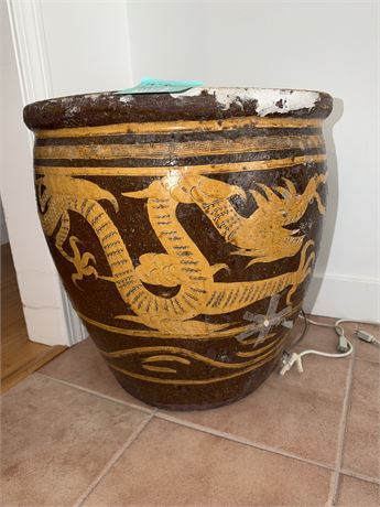 156 - Large Ceramic Planter with Dragon Motif