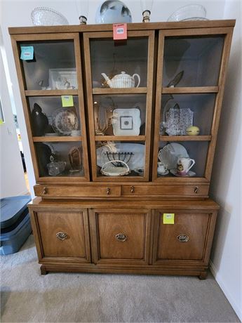 Wooden Cabinet Hutch with Glass Doors only - contents not included