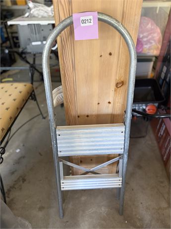 212 - Folding Two-Step Stool With Wood Backrest