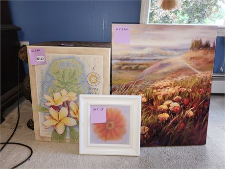 177 - Assorted Framed Floral and Landscape Art