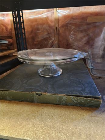 133 - Glass Cake Stand with Pedestal Base