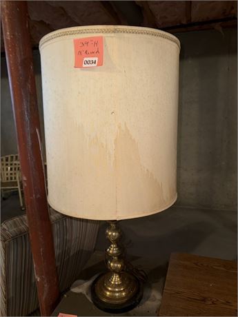 Tall Round Fabric Lampshade with Stains