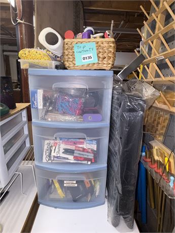 Craft and Sewing Supplies Lot with Thread, Pins, and Tools