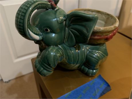 191 - Ceramic Green Elephant Planter