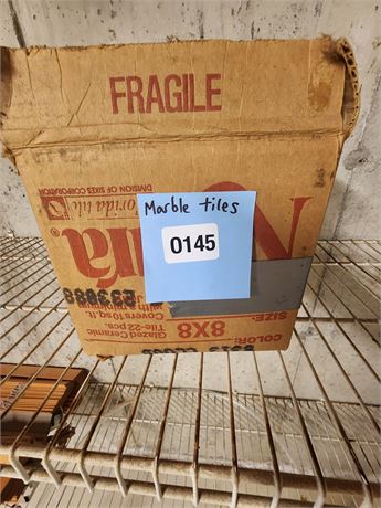 145 - Box of Marble Tiles, 8x8 Inches