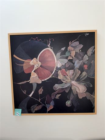 170 - Framed Floral Abstract Wall Art, 36x37 inches