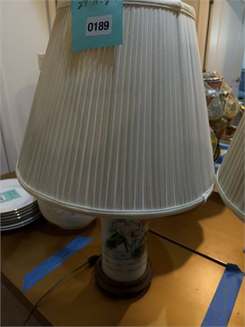 189 - Porcelain Table Lamp with Floral and Bird Motif