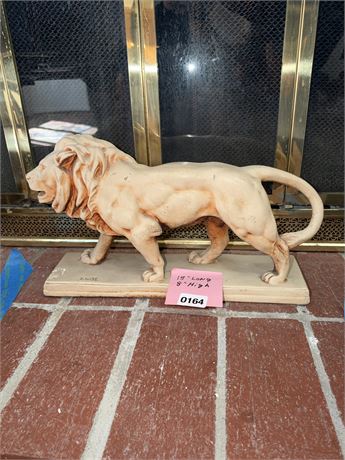 164 - Carved Wooden Lion Sculpture, 15" Long, 8" High