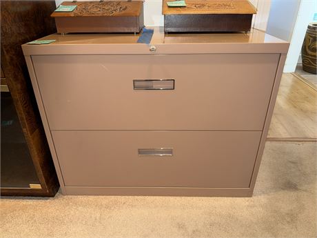 215 - Metal Two-Drawer File Cabinet, Beige