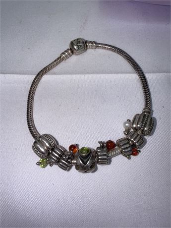 Pandora Silver Charm Bracelet with Decorative Beads