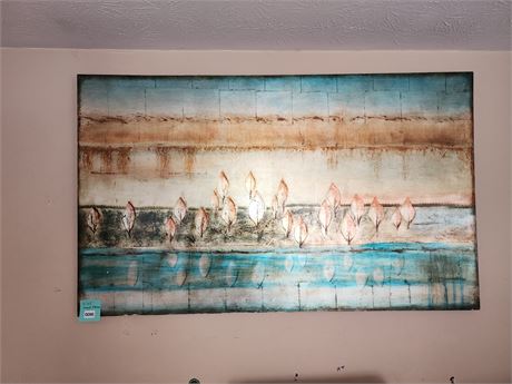 095 - Large Framed Coastal Bird Wall Art